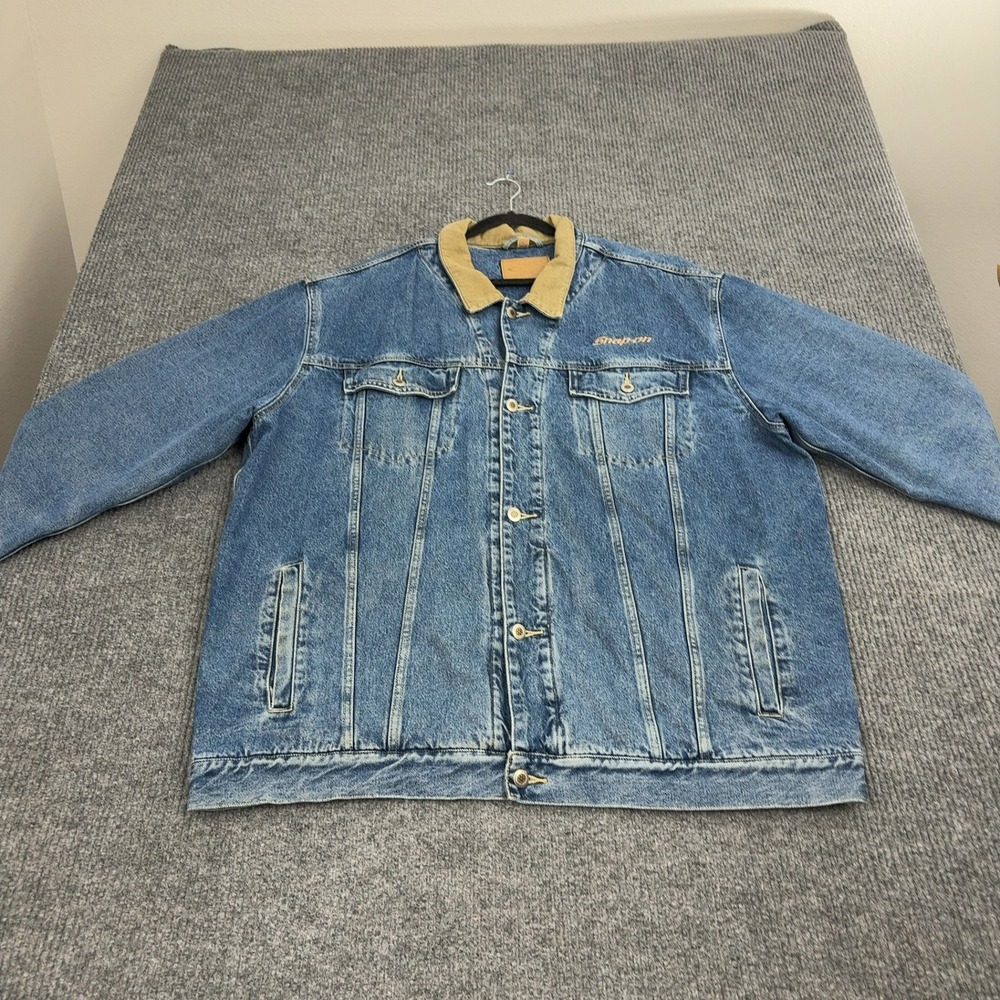 Vintage Swingster Denim Jacket Men 2XLT Blue Cotton Plaid Lined Workwear Snap-on